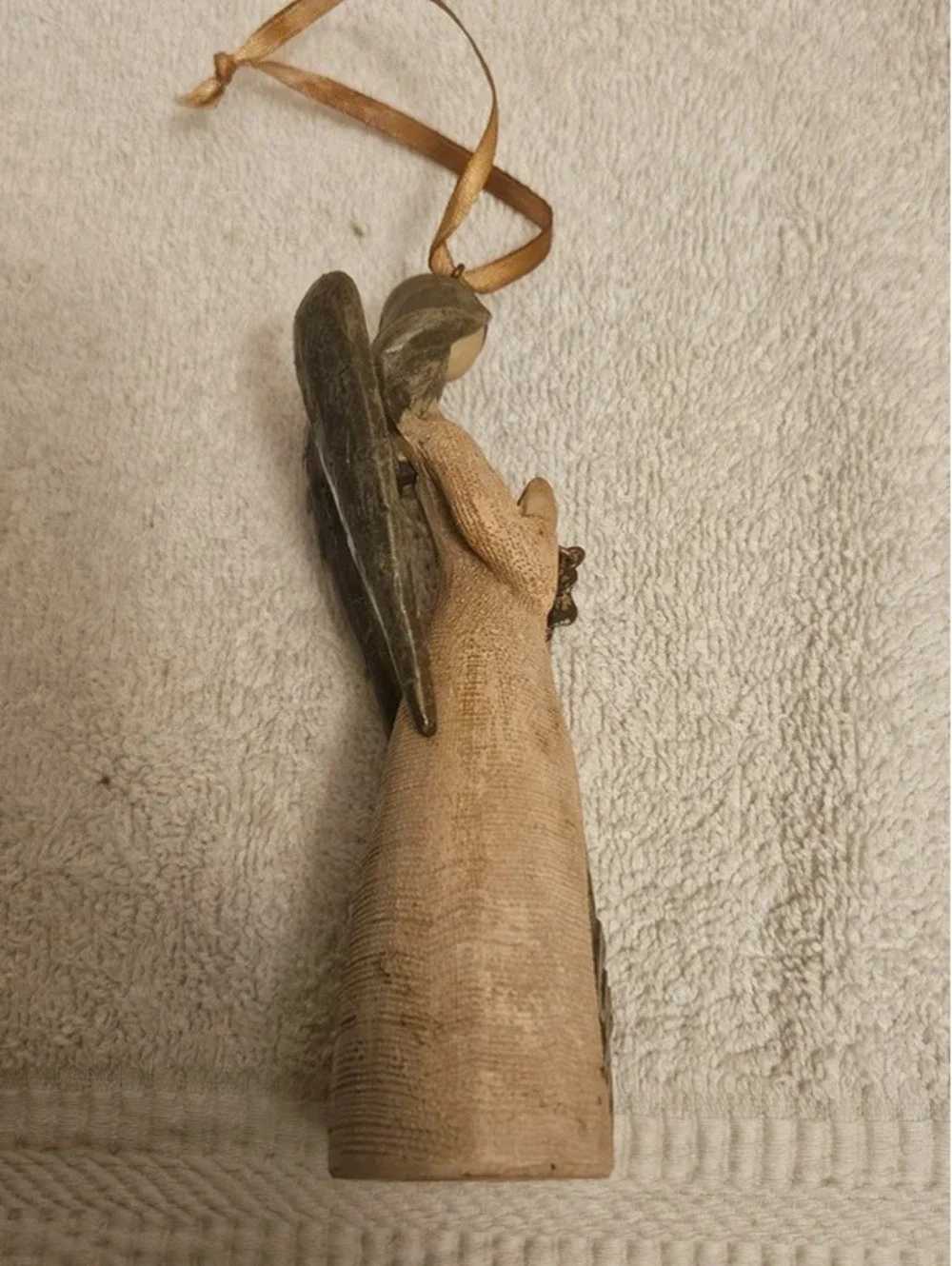 Vintage Grace Angel Resin Christmas Ornament Metal Wings 4.5